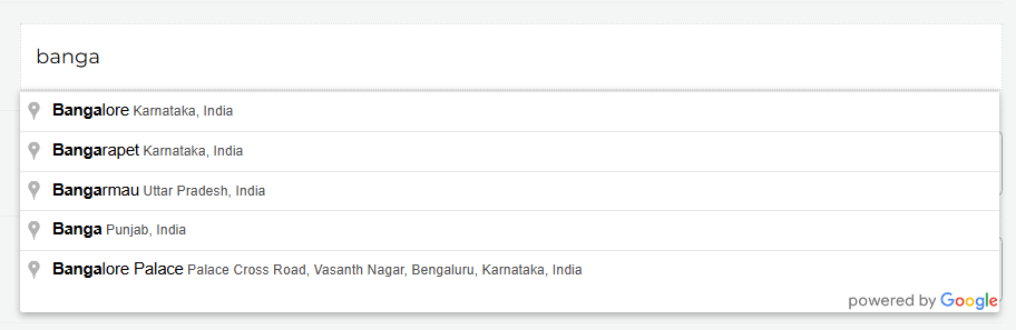 Google Place Autocomplete