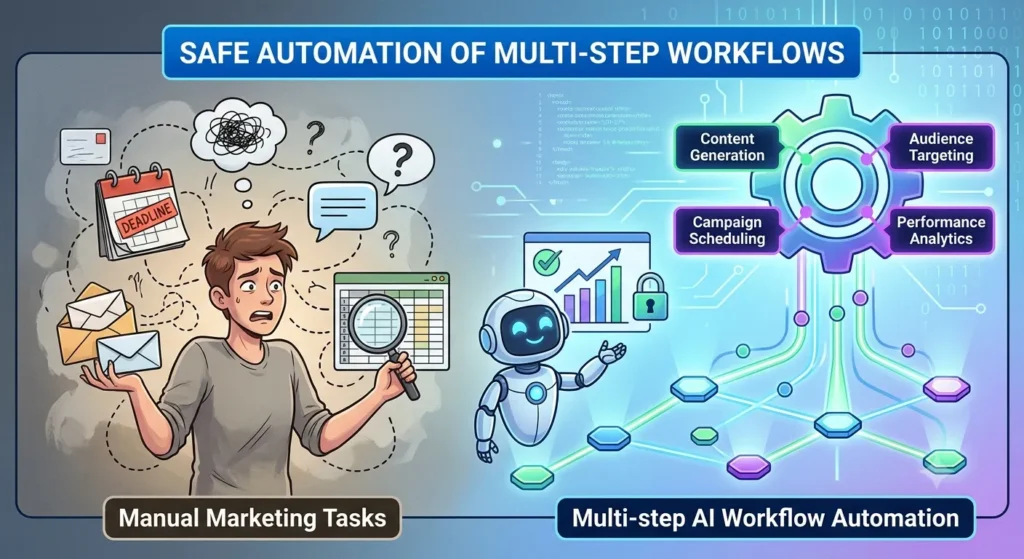 Can modern multi-step AI workflow automation plugins safely replace manual marketing tasks
